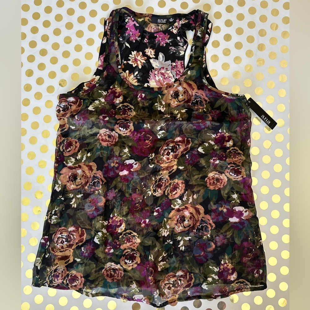 a.n.a Pink and Red Fitted Tank Top